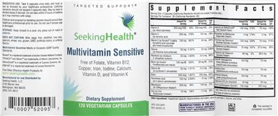 Multivitamin Sensitive label
