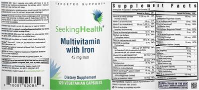 Multivitamin with Iron 45 mg label