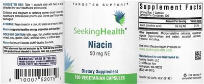 Niacin 50 mg NE label