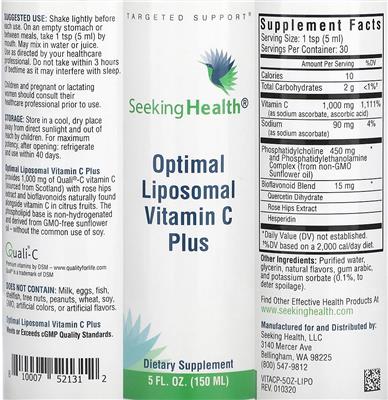 Optimal Liposomal Vitamin C Plus label