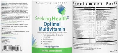 Optimal Multivitamin label