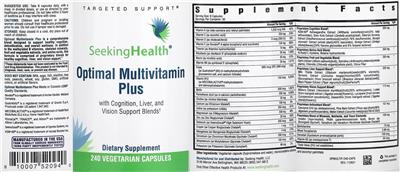 Optimal Multivitamin Plus label