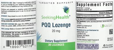 PQQ Lozenge 20 mg label
