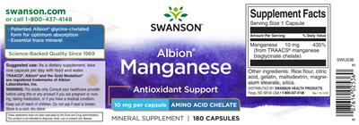 Albion Manganese 10 mg label