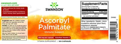 Ascorbyl Palmitate 250 mg label