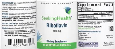 Riboflavin 400 mg label