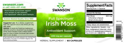 Full Spectrum Irish Moss 400 mg label