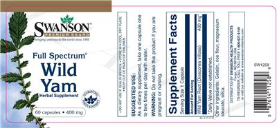 Full Spectrum Wild Yam 400 mg label