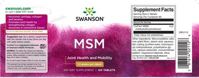 MSM 1.5 grams label
