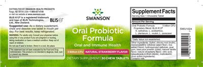 Oral Probiotic Formula Natural Strawberry Flavor label