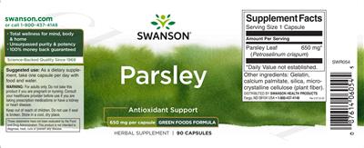 Parsley 650 mg label
