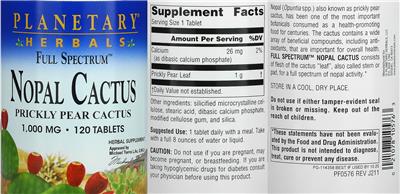 Full Spectrum Nopal Cactus 1,000 mg label