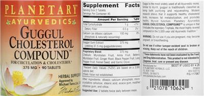 Guggul Cholesterol Compound 375 mg label