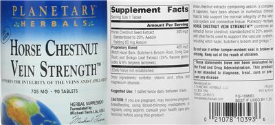 Horse Chestnut Vein Strength 705 mg label