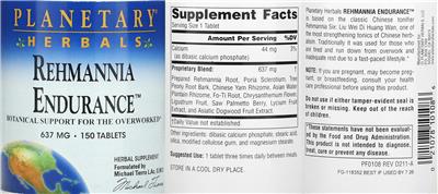 Rehmannia Endurance label