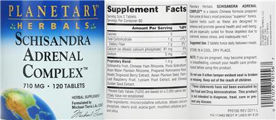 Schisandra Adrenal Complex label