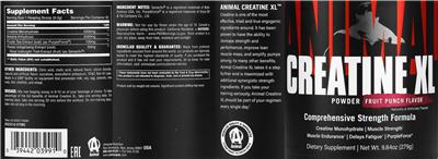 Animal Creatine XL Fruit Punch Flavor label