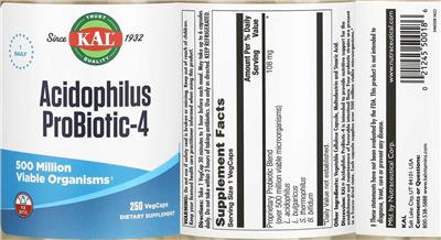 Acidophilus ProBiotic-4 label