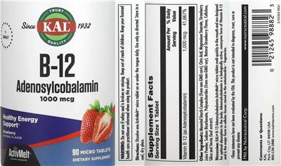 B-12 Adenosylcobalamin 1000 mcg Strawberry label