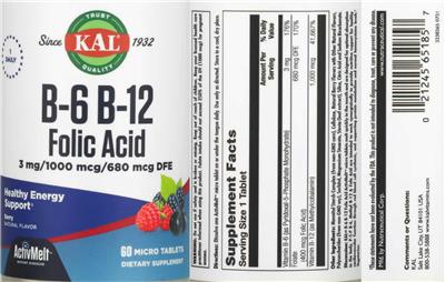 B-6 B-12 Folic Acid Berry label