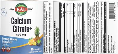Calcium Citrate+ 500 mg Mixed Fruit label