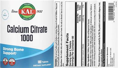 Calcium Citrate 1000 label