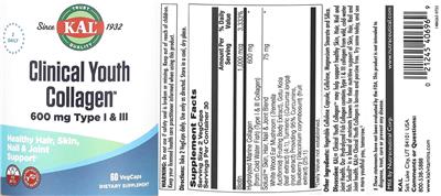 Clinical Youth Collagen 600 mg label