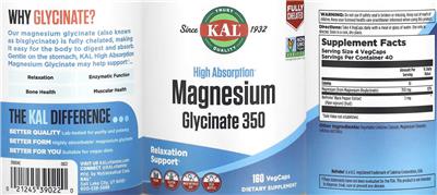 High Absorption Magnesium Glycinate 350 label