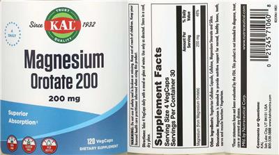 Magnesium Orotate 200 label