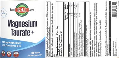 Magnesium Taurate + label