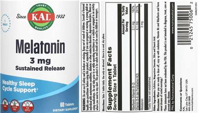 Melatonin 3 mg Sustained Release label
