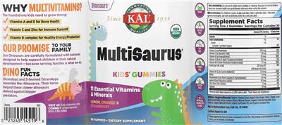 MultiSaurus Kids' Gummies label