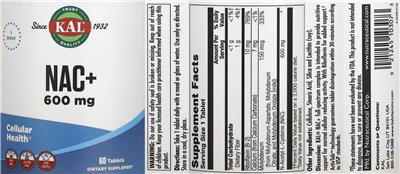 NAC+ 600 mg label