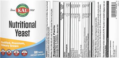 Nutritional Yeast Tablets label