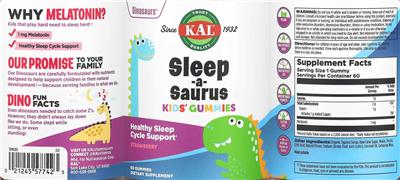 Sleep-a-Saurus Kids' Gummies Strawberry label
