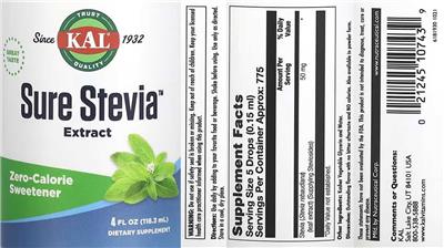 Sure Stevia Extract label