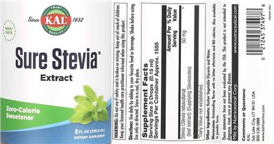Sure Stevia Extract label