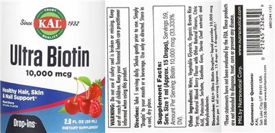 Ultra Biotin 10,000 mcg Drop ins Mixed Berry label