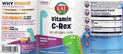 Vitamin C-Rex Kids' Gummies Orange label