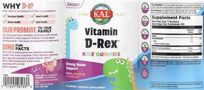 Vitamin D-Rex Kid's Gummies label