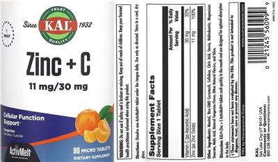 Zinc + C 11 mg/ 30 mg Tangerine label