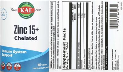 Zinc 15+ Chelated label