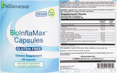 BioInflaMax Capsules label