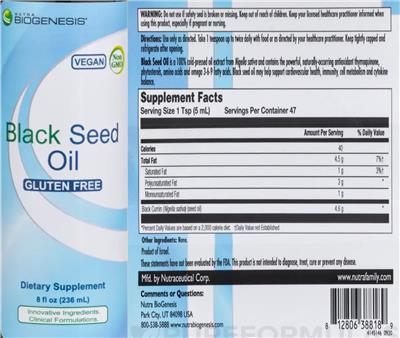 Black Seed Oil label