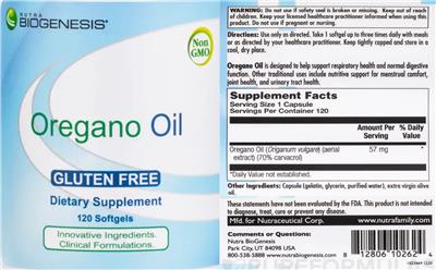 Oregano Oil label