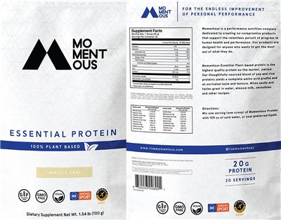 Essential Protein Vanilla Chai label