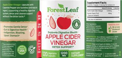 Apple Cider Vinegar 1,200 mg label