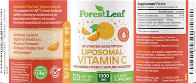 Liposomal Vitamin C 1000 mg label