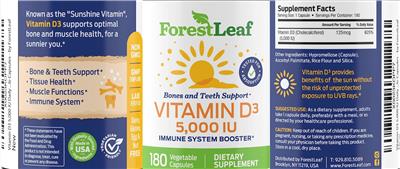 Vitamin D3 5,000 IU label