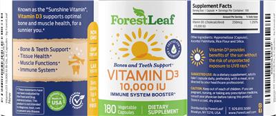 Vitamin D3 10,000 IU label